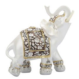 FAUOSWUK Mini Elephant Figurines, Vintage White Elephant Model Wealth and Lucky Elephant Statues Home Decor Vivid Elephant Sculpture for Home Office Decoration