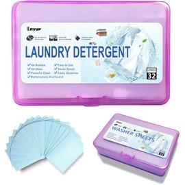 Enyur Laundry Detergent Sheets,Travel Laundry Detergent,NO-LEAK Laundry Soap,Liquidless Laundry Sheets,32 Loads,Fresh Scent,Great for College,Camping,Laundromat,HE Machines,Hand Wash