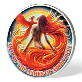 2 Year Phoenix Sobriety Coin Woman Set, AA Medallion with Serenity Prayer, 3D Alcoholics Anonymous Recovery Anniversary Token for Women Men, AA Sobriety Chip Gifts for Sober