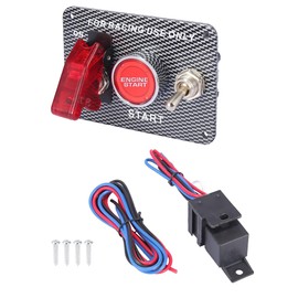 Ignition Switch Panel 12V 3 in 1 Rocker Switch with Engine Push Button Toggle Switches with Relay Wiring Harness LED for RV Truck Racing Car Boat Marine Trailer Carbon Fiber Pattern