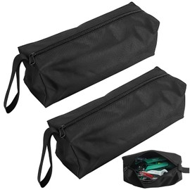 Pack of 2 Small Tool Bags, Multifunctional Tool Bags, Zip Tool Bags, 24 x 9.5 x 7 cm, Tool Organiser for Small Tools, 600D Polyester, Portable, Hangable, Black (nero)