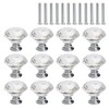FOCCTS 12 PCS 30mm Crystal Door Knobs Glass Drawer Knobs