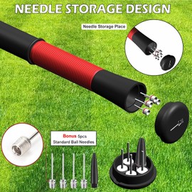 Fenxyo Dual Action Ball Pump with Needle Storage and Needles (Pack of 5), Football Air Pumps with Extendable Cable for Football, Volleyball, Basketball, Rugby Ball, Balloons and Other Inflatable