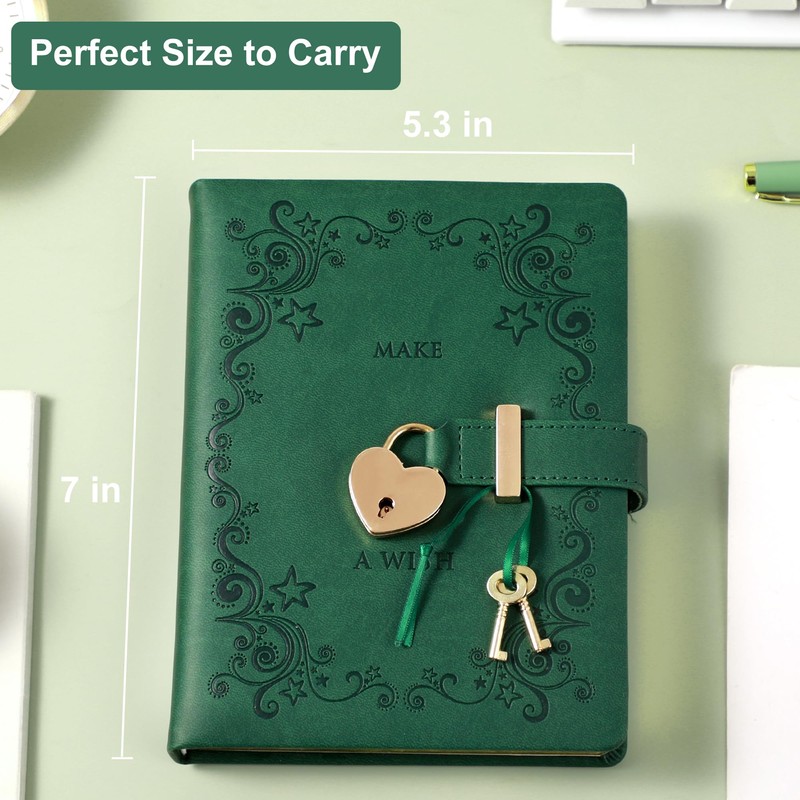 CAGIE Diary with Lock for Girls Heart Shaped Lock Diary