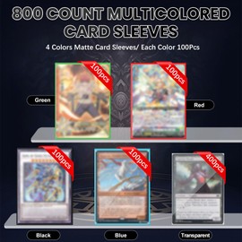 Pack of 800 Card Sleeves Trading Card Sleeves, 400 Pieces Transparent Sleeves Card Sleeves and 400 Pieces 8 Colour Matte Card Sleeves for MTG, TCG, Trading Cards, Sports Cards (800 Pieces 4 Colours +