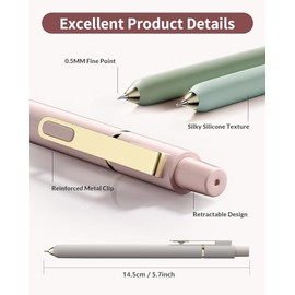 SUNEE Gel Pens, 6 Pack 0.5mm Pens Fine Point Smooth Writing Pens with Quick-Dry Black Ink, Cute Aesthetic School Office Note-Taking Pens for Journaling - Morandi