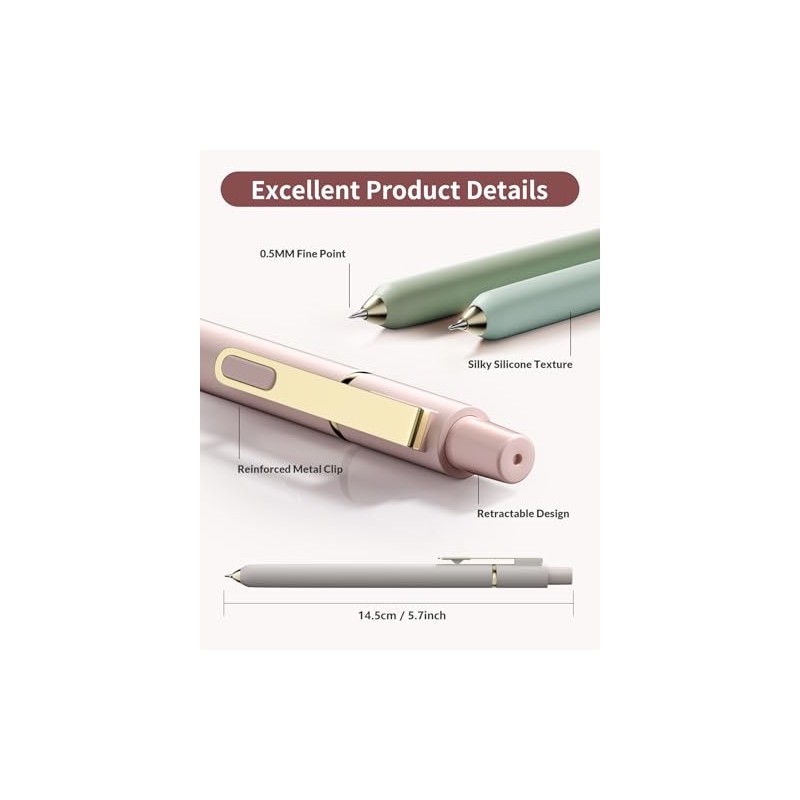 SUNEE Gel Pens, 6 Pack 0.5mm Pens Fine Point Smooth