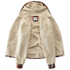 WINDFIT Women's Full Zip Fleece Flannel Jacket Plaid Sherpa Lined Jacket for Women Light Red XSmall