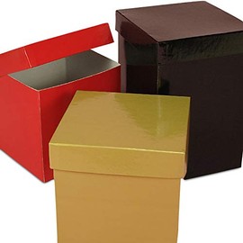 Paper Mart Gift Boxes for Presents, Red Box Bottom Only, 4 x 4 x 9 Inch Heavy-Wall Box Base, Bulk Pack of 50 Christmas Gift Boxes