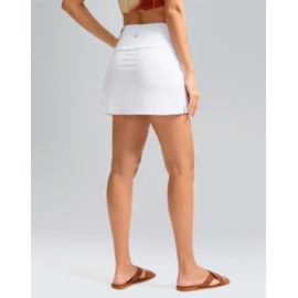 SANTINY Women's High Waisted Swim Skirt with Pocket Tummy Control Tankini Swimsuit Bathing Suit Bottoms for Women (White_M)