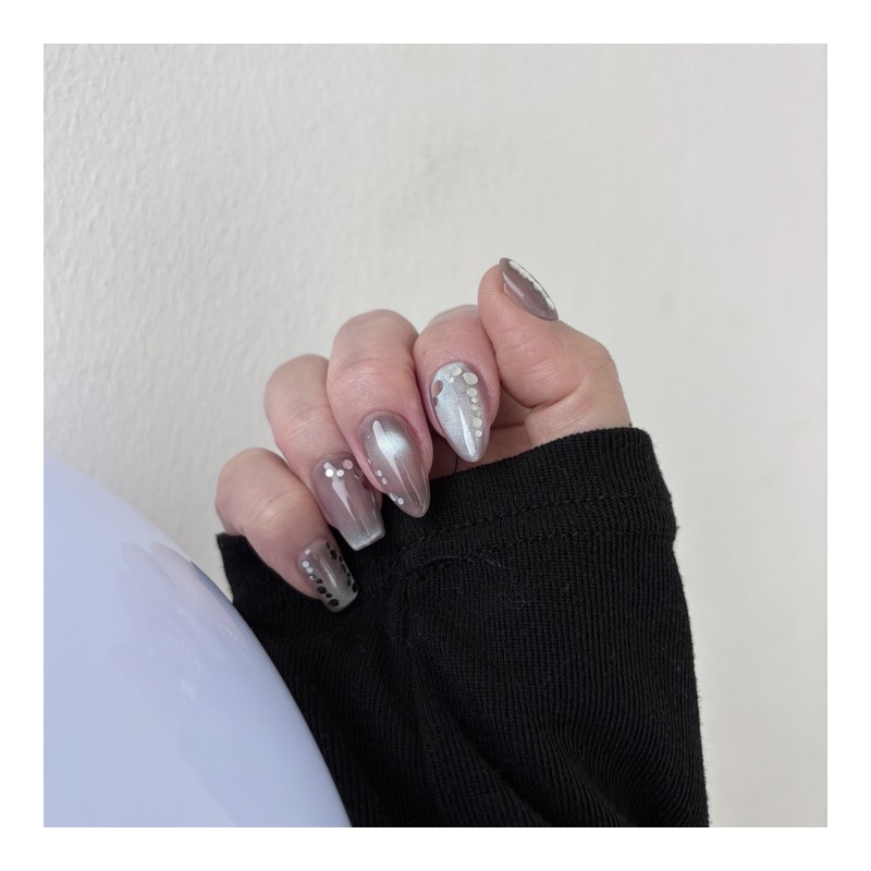 Circular glitter layer sequin magnetic handmade nail tip - Coffin