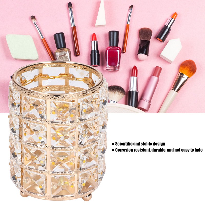Crystal Makeup Brush Holder European Style Rounded Crystal Glass Cosmetic
