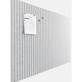 VIVELDA Large Cork Board for Office Black Felt Board Alternative - Slat Wall Paneling, Felt bulletin board tiles for office wall decor, Push pin board Wall organizer for office -12-Pack (Marble White)