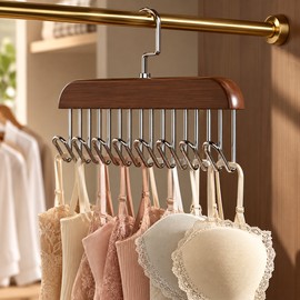 Wooden Multi-Hook Hanger for Bras, Tank Tops & Camisoles – Space-Saving Closet Organizer for Everyday Clothing Storage