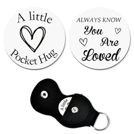 Pocket Hug Keychain Coin Gift for Women Men Pocket Token for Best Friends Bff Birthday Inspiration Gifts for Boyfriend Husband Anniversary Christmas Gifts Motivational Keychain with PU Case