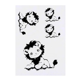4 x 'Cute Sketchy Lion ' Temporary Tattoos - Water Resistant, Skin-Safe, Non-Toxic Transfers, Mixed Sizes (TO00084944)