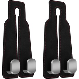 Leather Car Seat Double Hooks, 2Pcs Leather Car Seat Storage Hanger,Double Headrest Hooks for Purse Holder and Back Seat Storage