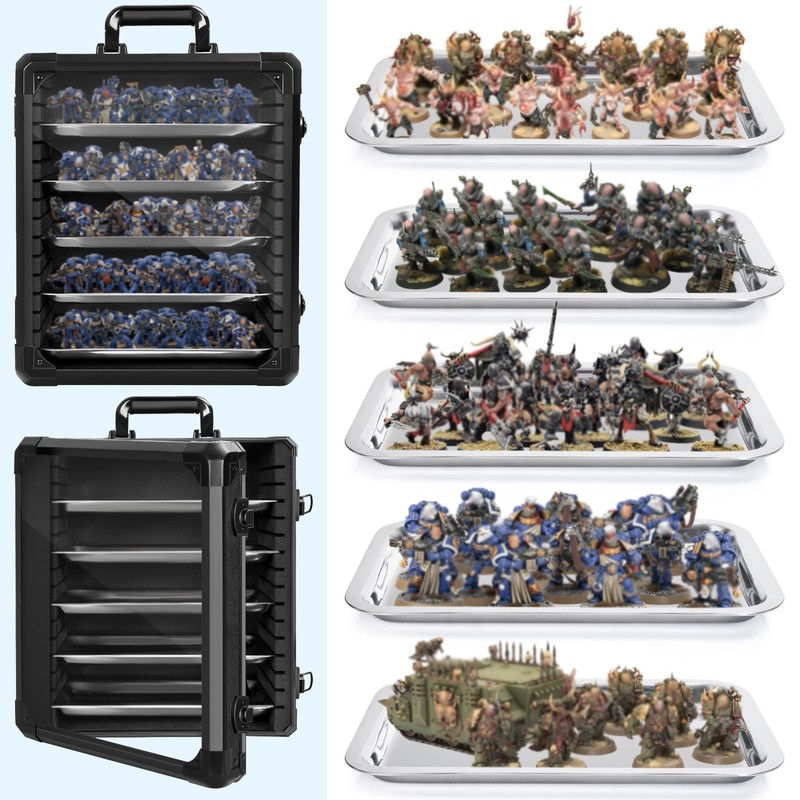 WELIDAY Miniatures Storage Case Miniatures Transport Case Aluminum Alloy Frame
