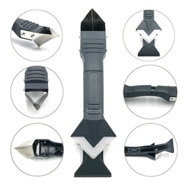 3 in 1 Silicone Caulking Tool Kit - Silicone Metal Scraper - Grout, Caulk Remover; 5 Trowels; 3 Sealant Finishing Tools Spatulas - Hand Caulking Gun Accessories for Window, Shower, Bathroom, and Tile