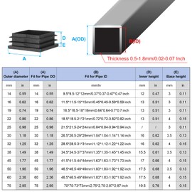 PATIKIL 1-1/2"x1-1/2 Plastic Tubing End Caps, 20Pcs Square Hole Plug Insert for Square Iron Pipe Chair Leg Table Bookshelves Patio Furniture, Black