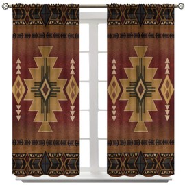 Yoakiet - Cortinas aztecas clásico para recámara, nativos americanos del suroeste navajo nación bohemio con impresión geométrica opaca, bolsillo para barra, cortinas para tratamiento de ventana, sala