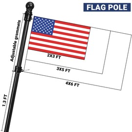 Yeesun Flag Pole,6FT Flag Pole Kit(2 Packs) for 3' x 5'American Flag, Flag Pole Holder for Outside House,Truck & Boat Use (Without Bracket) (Black)