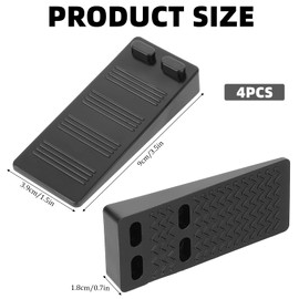 Door Stopper Thin Rubber Wedge Flexible Rubber Door Stopper Wedge Door Wedge Stopper Black Door Stops Stackable Furniture Leveling Shims Non-Slip Non Scratching Door Holder Works on All Floor(4 PCS)