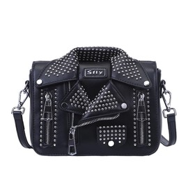 Sfly Unique Cute Crossbody Bags for Women Leather Jacket Design Fashion Rivet Casual Shoulder Bag Clutch Purse