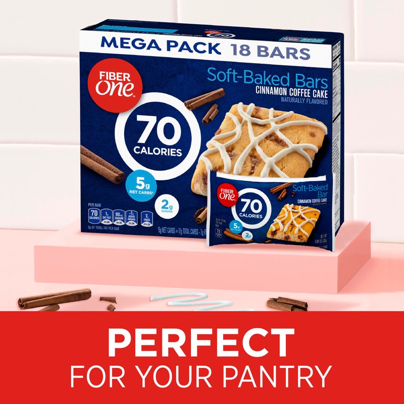 Fiber One 70 Calorie Soft Baked Bars, Cinnamon Coffee Cake,