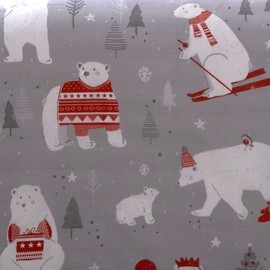 Bedlam Christmas - Polar Bears - Easy Care Duvet Cover Set | Double Bed Size | Silver Bedding