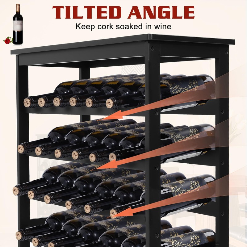 Bambition Bamboo Wine Rack Freestanding Floor, 7-Tier 42-Bottle Wine Storage