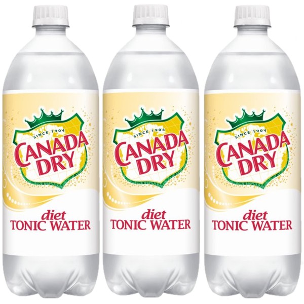 Canada Dry Diet Tonic Water, 1 Liter Bottles, Pack of 3