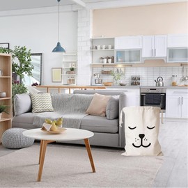 XINSUO® 2 pcs Canvas Drawstring Laundry Bags Washable,60 x 48 cm Canvas Laundry Bag with Drawstring,Large capacity for multiple garments,Machine washable(Smiling Bear)