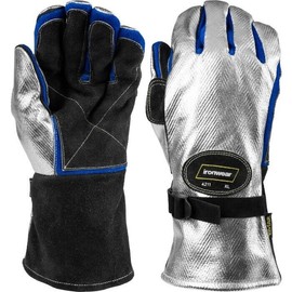 Ironwear Leather Welding Glove, Kevlar Lined, Aluminized Back for Radiant Heat Protection