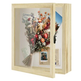 Muzilife 11x14 Shadow Box Picture Frame - 2.16" Interior Solid Wood & Glass Rectangle Display Case Ready to Hang Memory Box Baby Sports Memorabilia, Pins, Awards, Tickets, and Photos, Carbonized