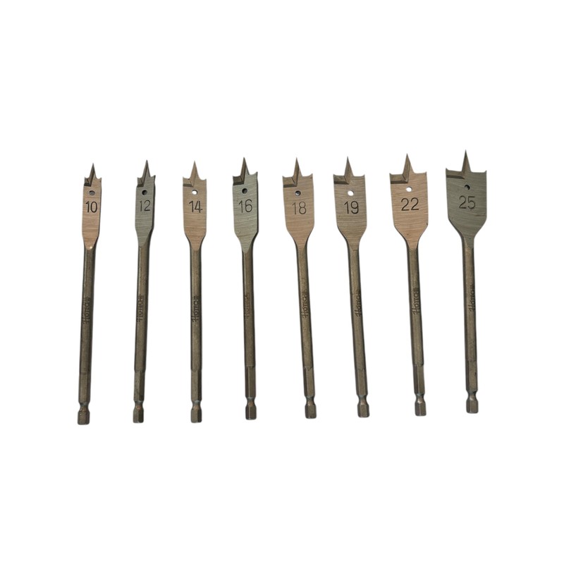 Set Punte Trapano Legno 8 Pezzi | Mecchie Piatte 10–25