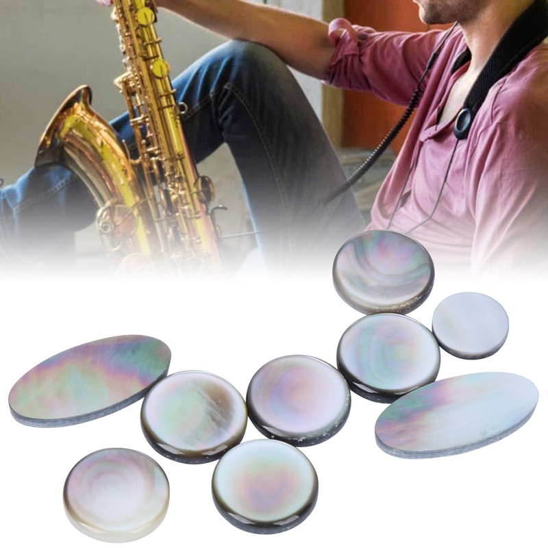 9Pcs Saxophone Button Pad Set Black and White Sax Key