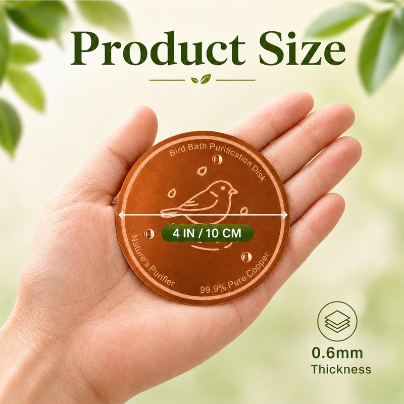 KuuDack Bird Bath Copper Disk – 99.9% Pure Copper, Triple-Point