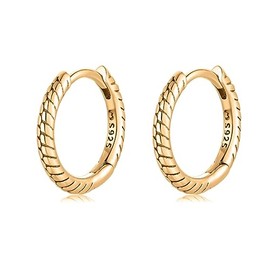 925 silver earrings for women with a cute line design. Hoop earrings made of 925 silver for women or 18 carat gold, ideal as a gift for Mother's Day. Earrings girls. Jewellery women, Gold - silver, No
