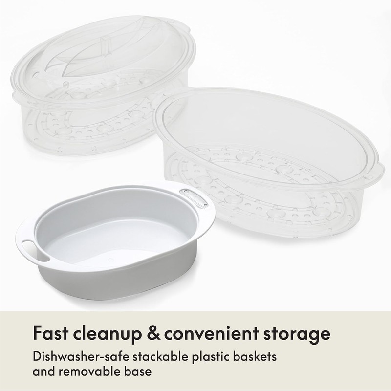BELLA Two Tier Food Steamer with Stackable Baskets & Removable