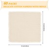 60 Pcs Handmade Cloth Napkins with Fringe Natural, 16x16 Inches