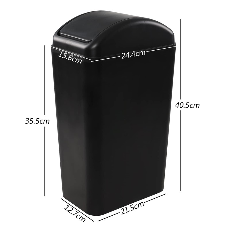 Ortodayes 14 L Swing Lid Trash Can, Plastic Waste Bin