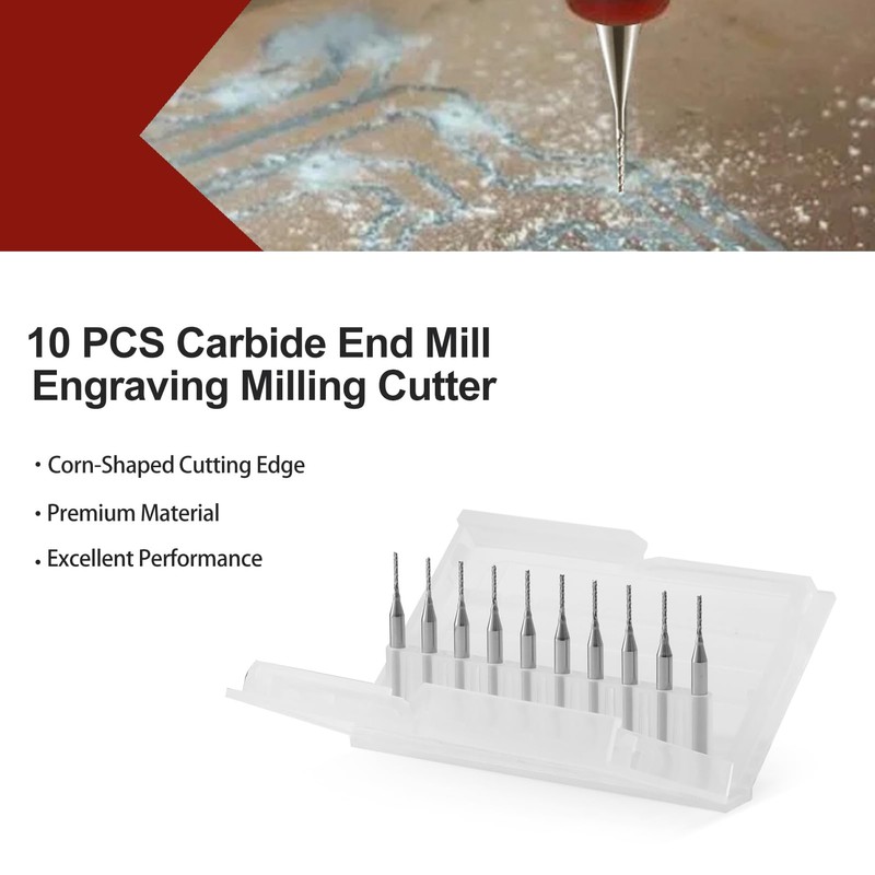 10 Pack Carbide End Milling Engraving Bits, 1/8 inch Shank