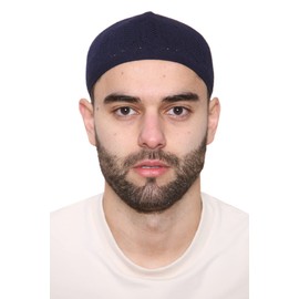 Qmart Namaz Cap Taqiyah Kufi Skull Beanies Hat Men Topi Turkey Prayer Cap Size : 21,22,23 Inches Stretchable can Wear (Navy), One Size