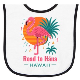 inktastic Road To Hana Hawaii Flamingo Tropical Vibes Baby Terry Cloth Bib White and Black 46c86