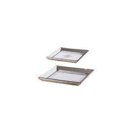 HomeStock Cool 20" Set of 2 Square Serving Trays Decorative Mirrored Champagne Finish Durable Elegant Tabletop Accents