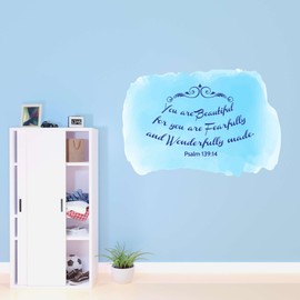 Family Fearfully and Wonderfully Made Beautiful Quote Wall Decal Decoration Psalm 139:14 Bible Verse You are Beautiful Bible Verse Lasts Years and Easily Removable - Size: 20 in(W) x 14 in(H)