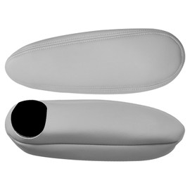 VKGUG 2PCS Car Front Seat Armrest Cover Compatible with Chevy Tahoe Suburban Silverado Avalanche Sierra Yukon 2000-2006 Leather Left and Right Seat Arm Rest Cover Gray (Only Leather Part)