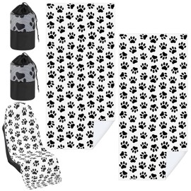 Hahafelt 2 Pack Car Seat Towel Covers with Storage Bag Seat Post Workout Sweat Washable Cover Non Slip for Car Towel for Dog Pet Workout Outdoor Sport Activities (Dog Footprints)
