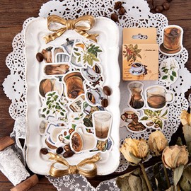 Alideco 92 Pcs Stickers Flake Retro Coffee Reward Book Collage Schedule Planner Letter Decoration (tiantaikafeiguan)